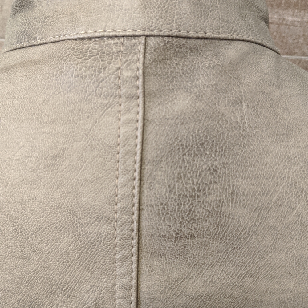 Bernardo Taupe Faux Leather Zipped Jacket Medium - Picture 3 of 8